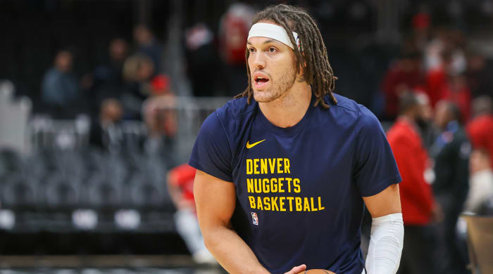 Denver Nuggets forward Aaron Gordon (50) prepares for a game against the Atlanta Hawks at State Farm Arena.